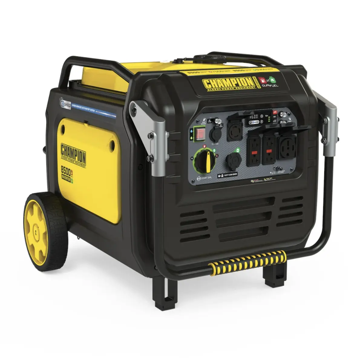 Champion-8500-Watt-Dual-Fuel-Generator-super-quiet-open-frame.webp Champion 8500 Watt Dual Fuel Inverter Generator with + CO Shield - Image 1
