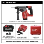 Cordless Milwaukee 1 inch SDS Plus hammer drill with battery and charger